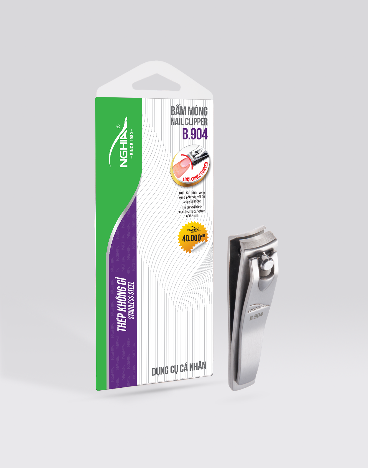Bấm móng tay Kềm Nghĩa thép không gỉ lưỡi cong loại nhỏ B.904