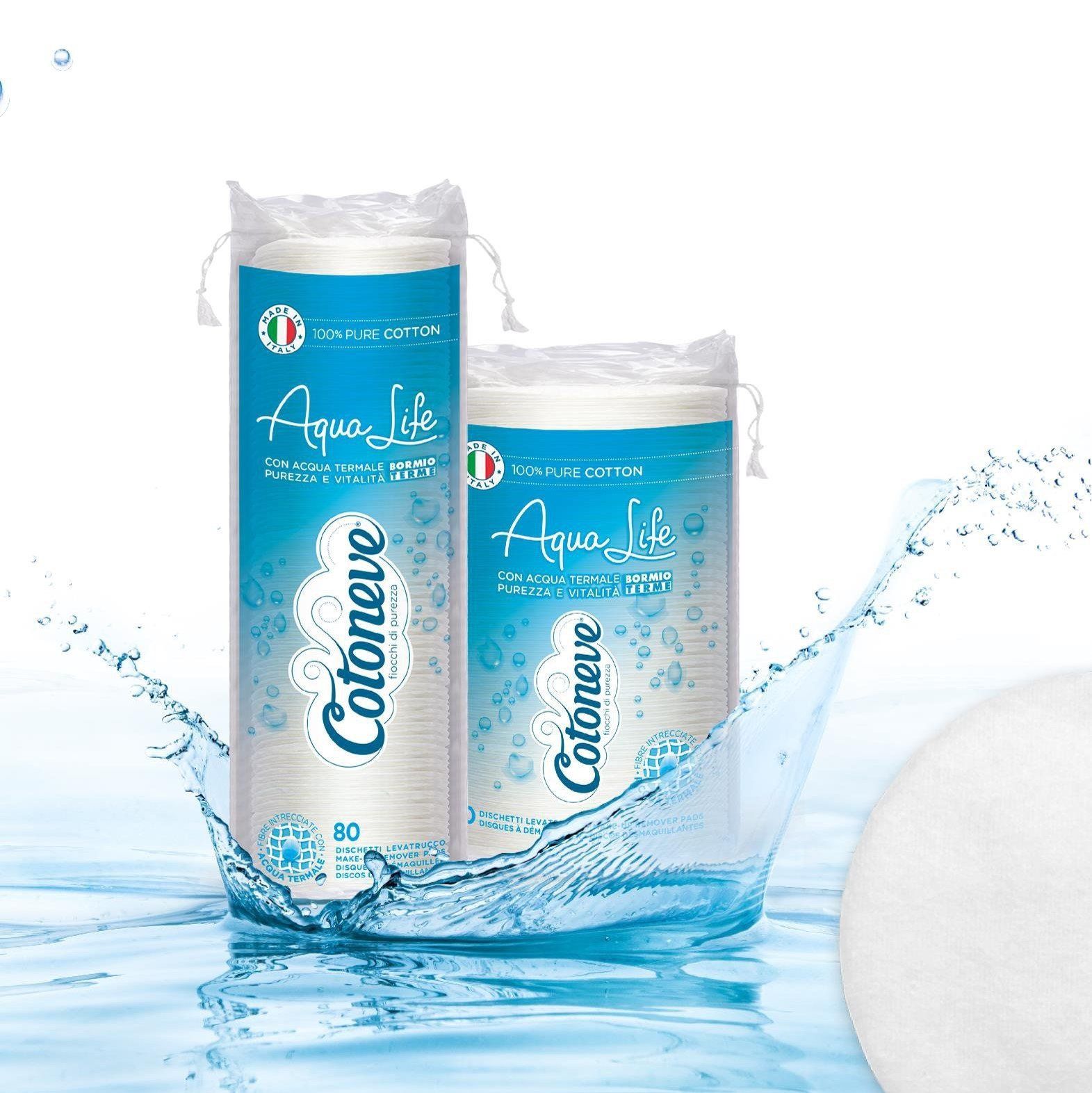 Bông Tẩy Trang 70 Miếng, May Viền, Dập Nổi Aqua Life Cotoneve