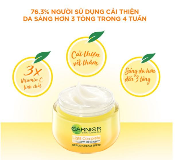  Kem Dưỡng Garnier Tinh Chất Serum Sáng Da Ban Ngày Light Complete Speed Serum Cream Spf30 50ml 