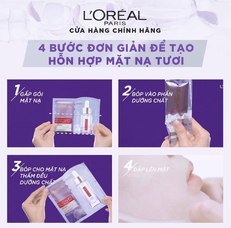 Mặt Nạ L'Oreal Paris Revitalift Hyaluronic Plumping Fresh Mix Serum Mask Dưỡng Chất Căng Mướt Da 33g