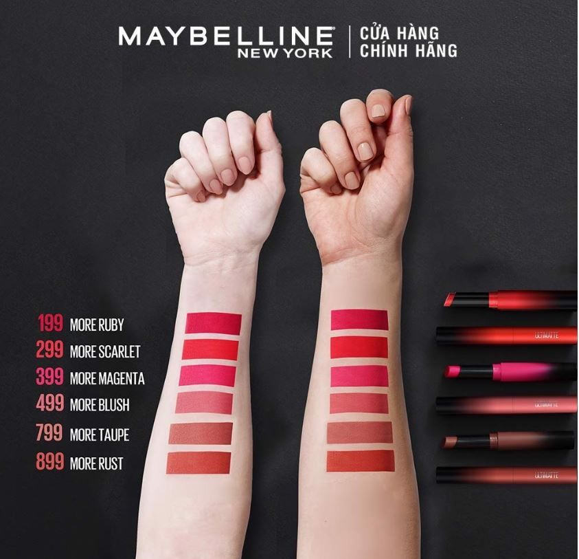 Son Thỏi Maybelline New York Color Sensational Ultimatte Matte Lipstick 1.7g .#299 More Scarlet