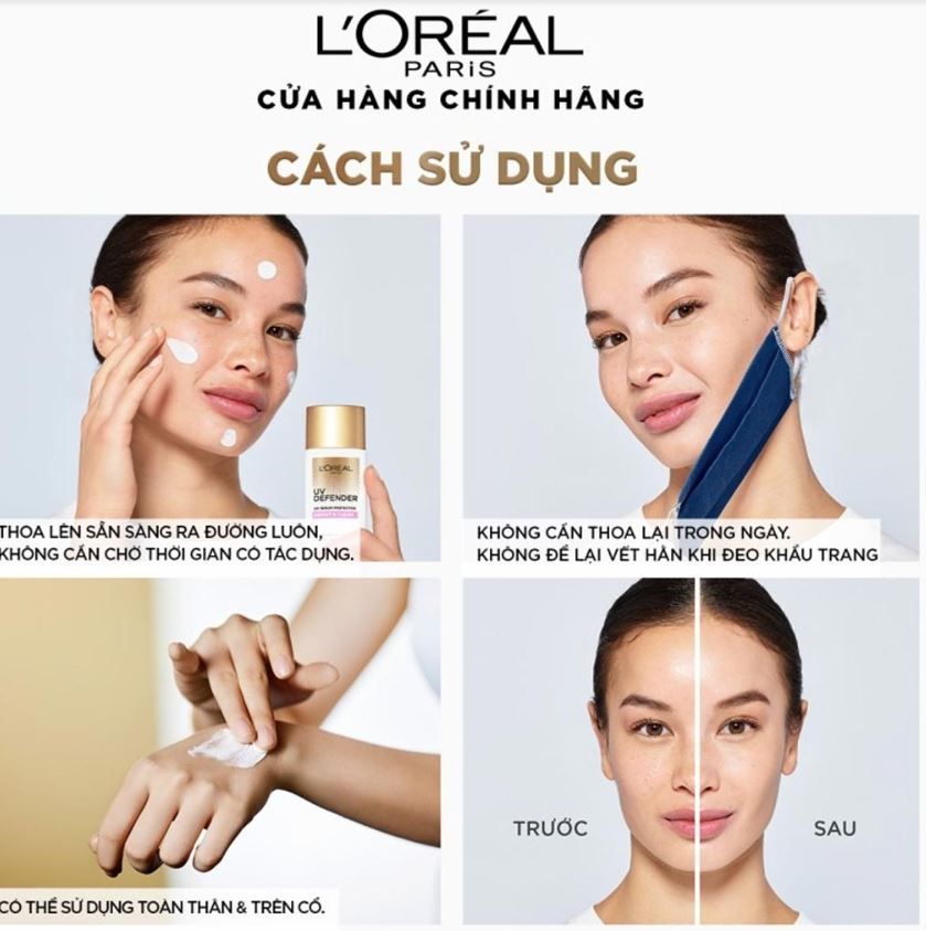 Kem Chống Nắng Mịn Nhẹ Che Phủ Đều Màu Da L’Oreal Uv Defender Correct & Protect Spf 50+ Pa ++++ 50ml