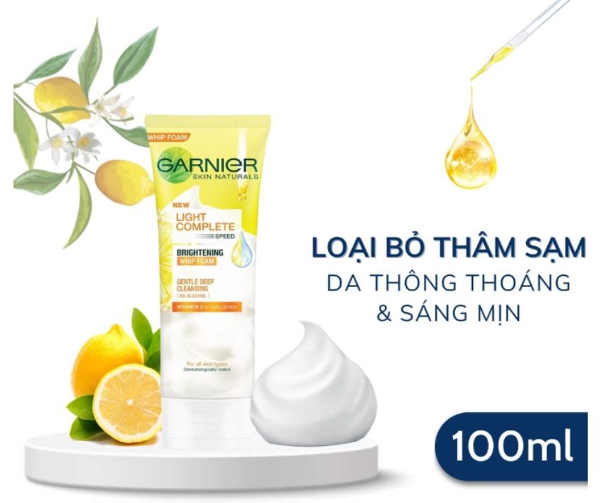 Sữa Rửa Mặt Tạo Bọt Dưỡng Sáng Làn Da Garnier Light Complete Vitamin C Whip Foam 100ml