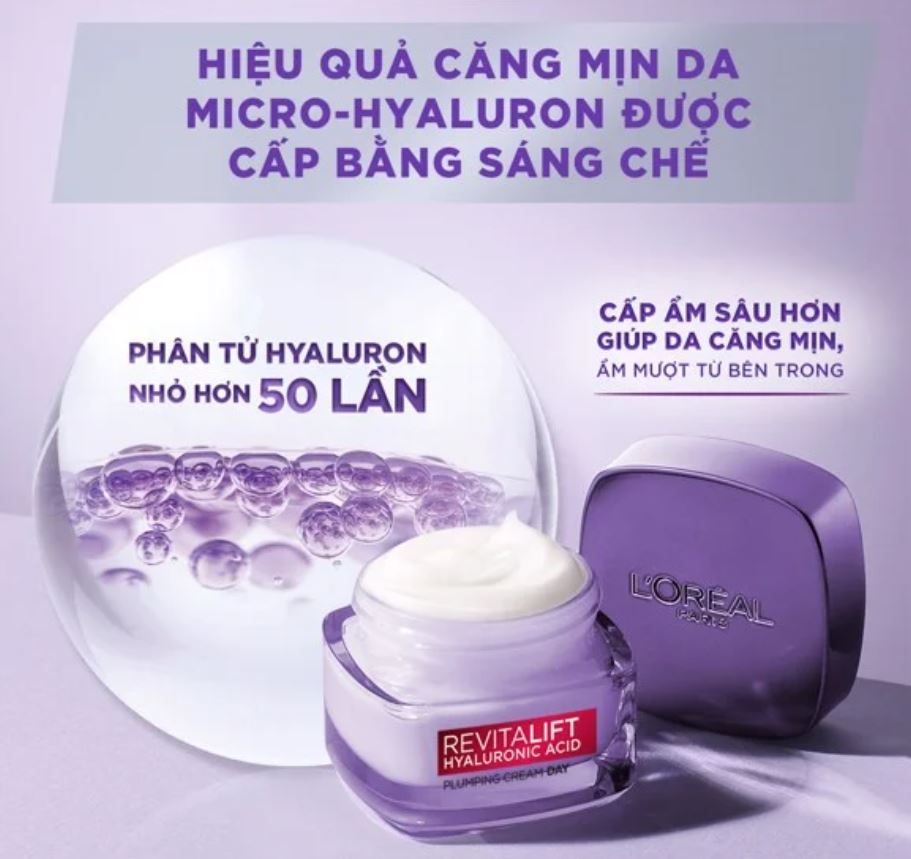 Kem Dưỡng Siêu Cấp Ẩm Căng Mịn Da L'Oréal Paris Revitalift Hyaluronic Acid Plumping Day Cream 50ml