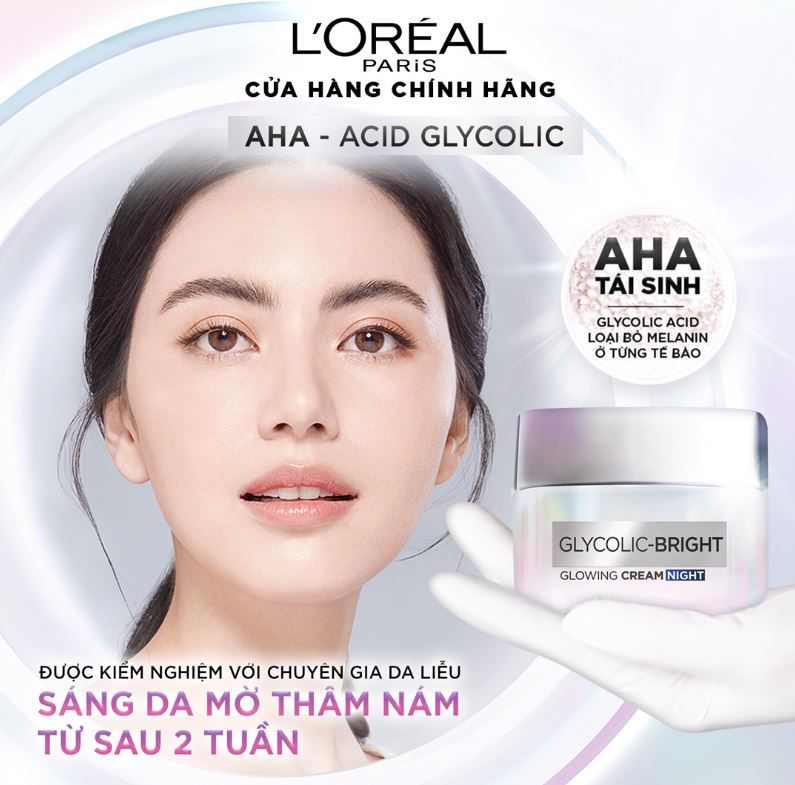 Kem Dưỡng Da Mờ Thâm Nám Ban Đêm L'Oreal Glycolic Bright Glowing Cream Night 50ml