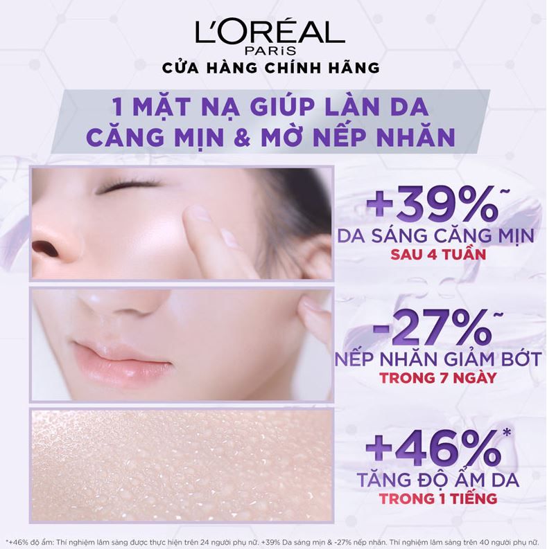 Mặt Nạ L'Oreal Paris Revitalift Hyaluronic Plumping Fresh Mix Serum Mask Dưỡng Chất Căng Mướt Da 33g