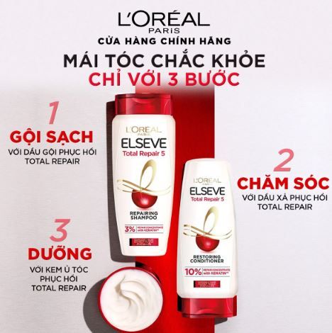 Dầu Gội Phục Hồi Tóc Hư Tổn L'Oréal Paris Elseve Total Repair 5 Filler Repairing 280ml