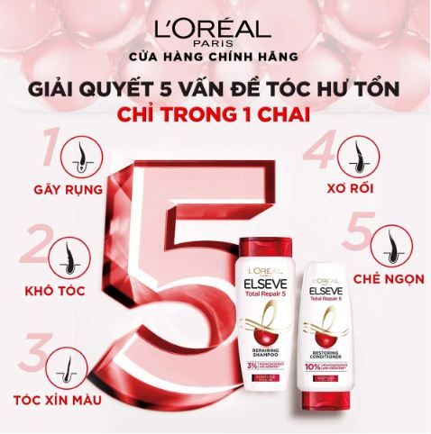 Dầu Gội Phục Hồi Tóc Hư Tổn L'Oréal Paris Elseve Total Repair 5 Filler Repairing 280ml