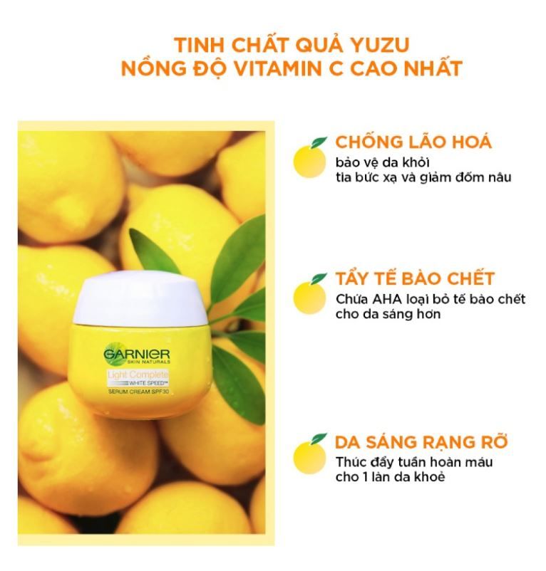  Kem Dưỡng Garnier Tinh Chất Serum Sáng Da Ban Ngày Light Complete Speed Serum Cream Spf30 50ml 