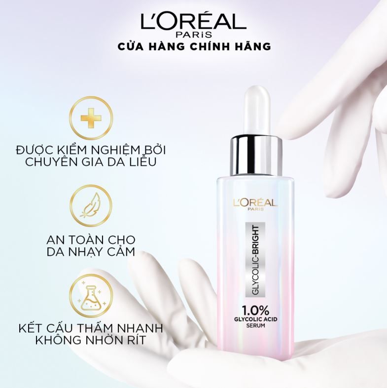 Serum L'Oreal Paris Dưỡng Sáng Và Mờ Thâm Nám Glycolic Bright 1.0% Glycolic Acid 30ml