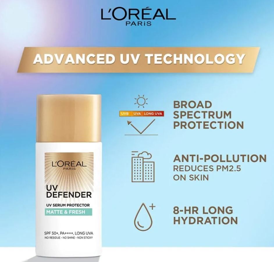 Kem Chống Nắng Mịn Nhẹ Kiềm Dầu Thoáng Mịn Da L’Oreal Uv Defender Matte & Fresh Spf 50+ Pa ++++ 50ml