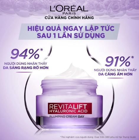 Kem Dưỡng Siêu Cấp Ẩm Căng Mịn Da L'Oréal Paris Revitalift Hyaluronic Acid Plumping Day Cream 50ml