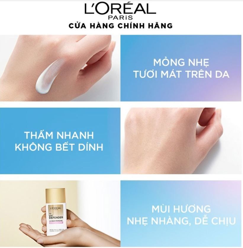 Kem Chống Nắng Mịn Nhẹ Che Phủ Đều Màu Da L’Oreal Uv Defender Correct & Protect Spf 50+ Pa ++++ 50ml