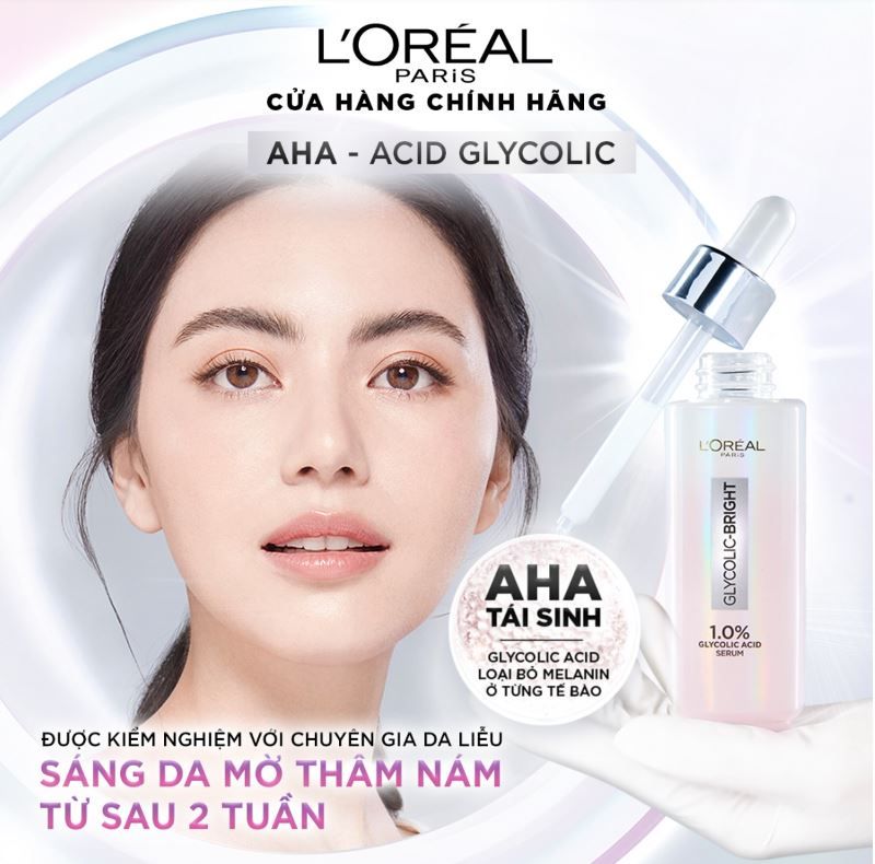 Serum L'Oreal Paris Dưỡng Sáng Và Mờ Thâm Nám Glycolic Bright 1.0% Glycolic Acid 30ml