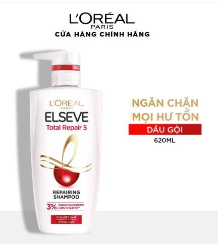 Dầu Gội Phục Hồi Tóc Hư Tổn L'Oréal Paris Elseve Total Repair 5 Filler Repairing 620ml