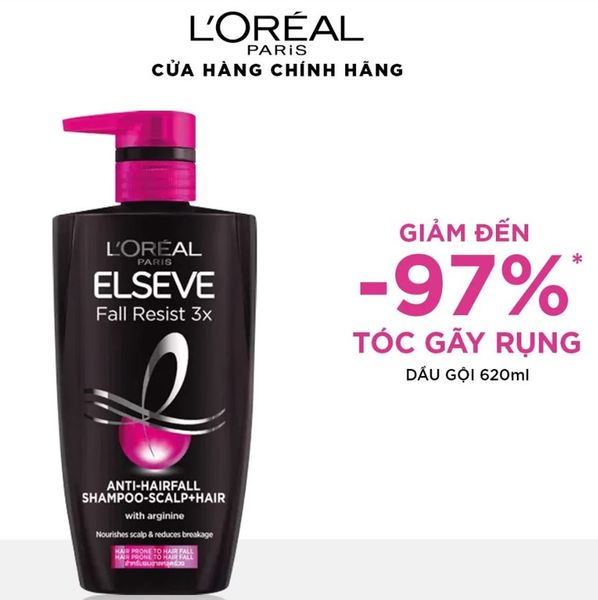  Dầu Gội L'Oréal Paris Elseve Fall Resist 3X Anti-Hairfall Giảm Gãy Rụng 620ml 