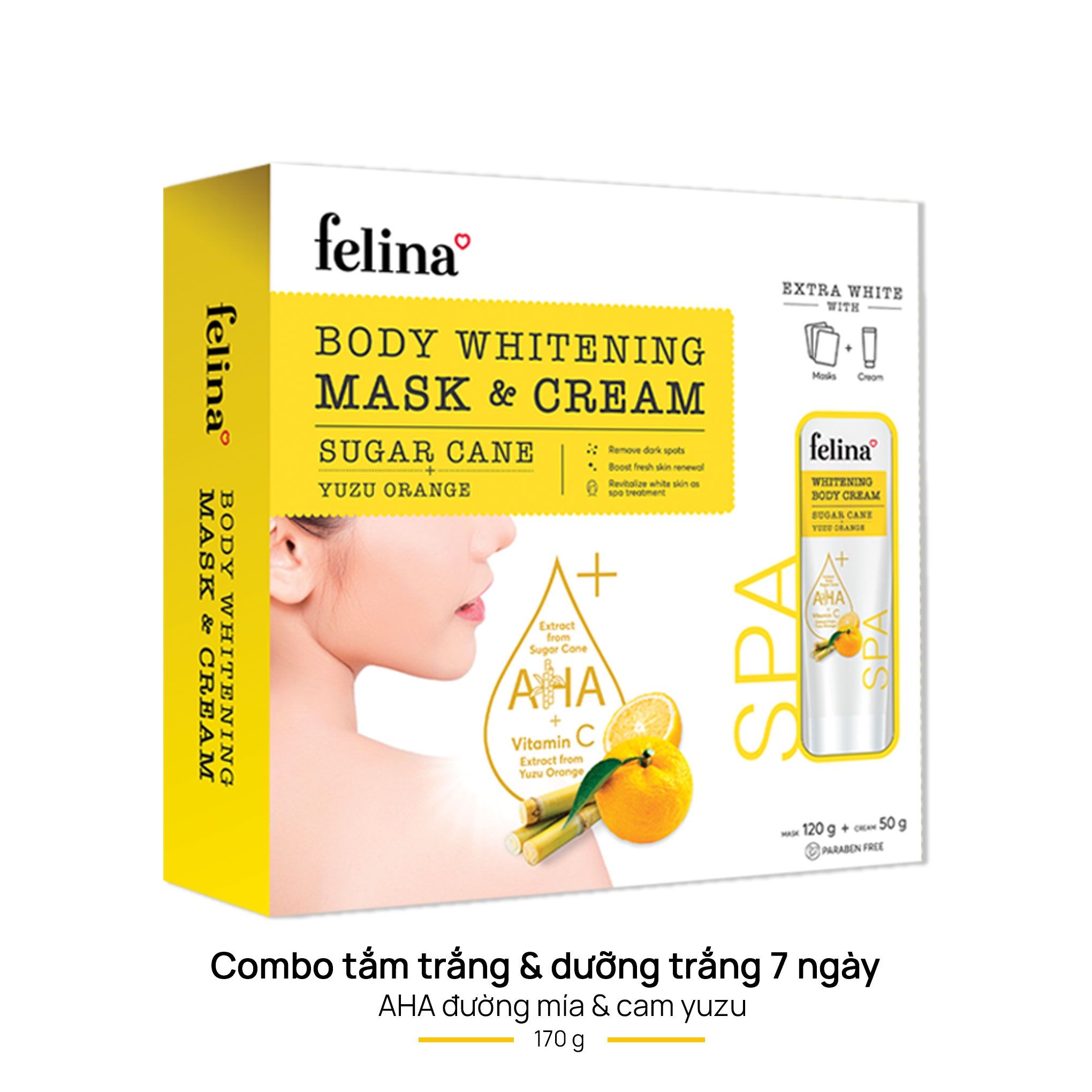 Combo Felina ủ dưỡng trắng cam Yuzu 120g + 50g