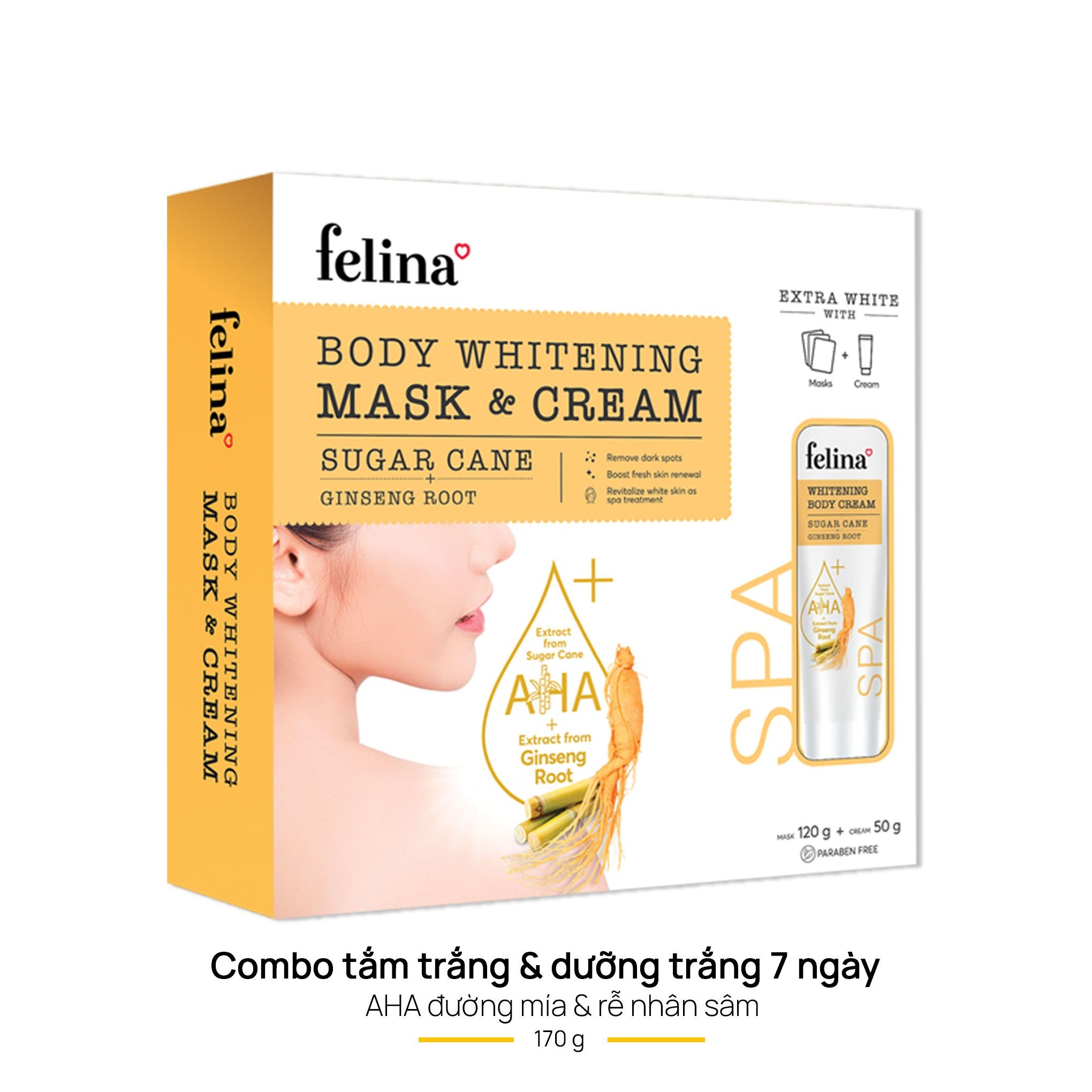 Combo Felina ủ dưỡng trắng nhân sâm 120g + 50g