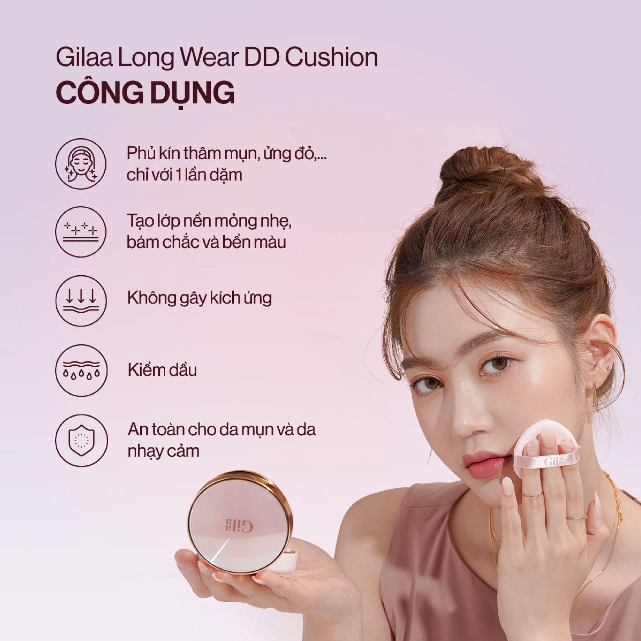 Phấn Nước Trang Điểm Chưa Nén Gilaa (Long Wear Dd Cushion #01 Light Beige, 13G)