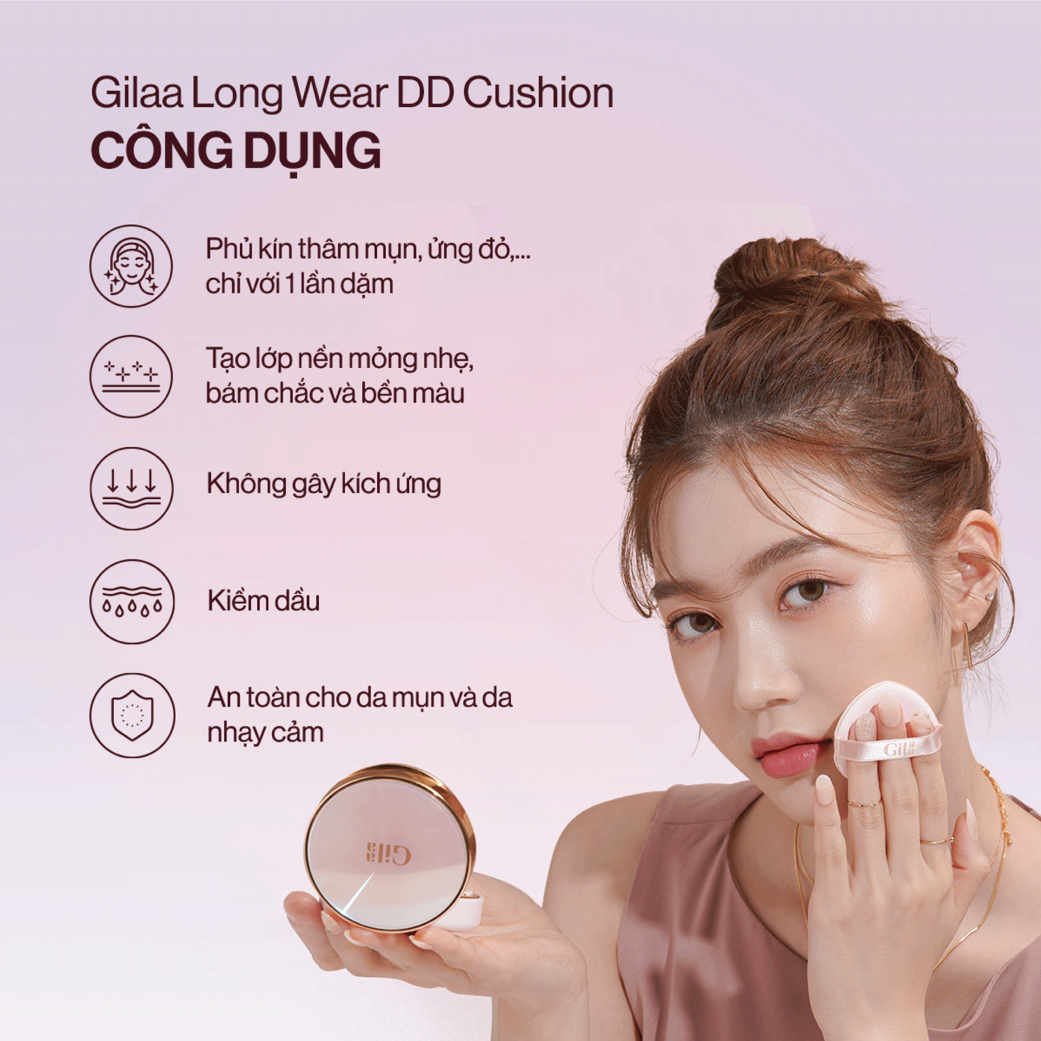 Phấn Nước Trang Điểm Chưa Nén Gilaa (Long Wear Dd Cushion #02 Natural Beige, 13G)