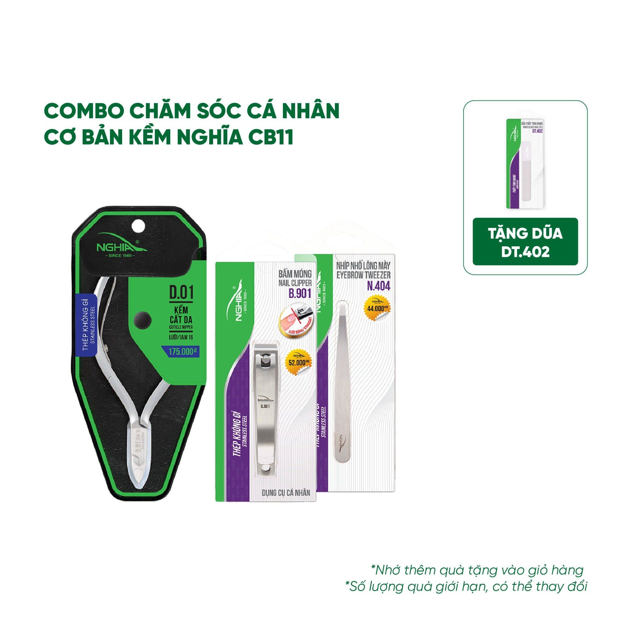 Combo Chăm sóc cá nhân cơ bản Kềm Nghĩa CB11