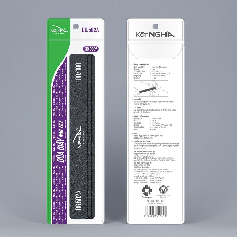 Dũa móng tay giấy vỉ nhựa cao cấp Kềm Nghĩa DG.502A