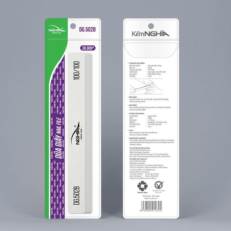 Dũa móng tay giấy vỉ nhựa cao cấp Kềm Nghĩa DG.502B