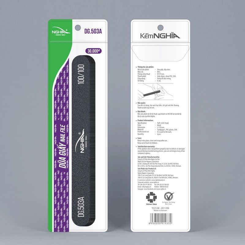 Dũa móng tay giấy vỉ nhựa cao cấp Kềm Nghĩa DG.503A