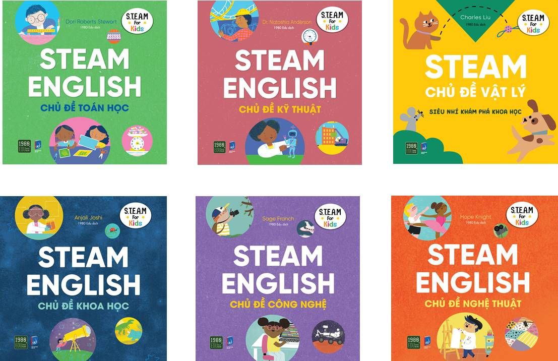  Combo 6 Cuốn Steam English: Khoa Học, Công Nghệ, Kỹ Thuật, Nghệ Thuật, Toán Học, Vật Lý 