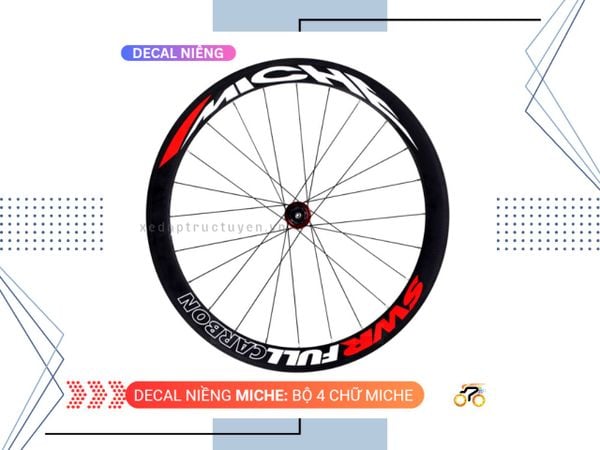 DECAL BÁNH XE - MICHE SWR FULL CARBON (1 BỘ 2 CHỮ MICHE + 2 CHỮ SWR)