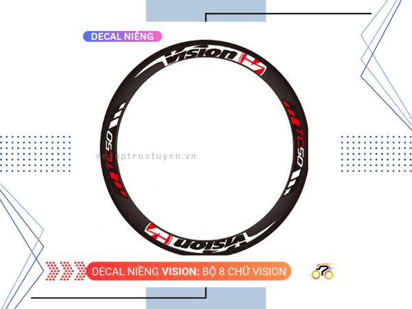 DECAL BÁNH XE - VISION TC50 (1 BỘ 4 CHỮ VISION + 4 CHỮ TC50)