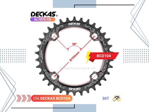DĨA XE ĐẠP - MTB - DECKAS - 36T - BCD 104