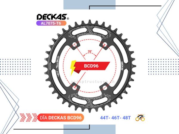 DĨA XE ĐẠP - MTB - DECKAS - 46T - MÀU ĐEN (BCD 96 - SHIMANO)