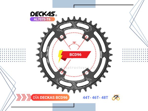 DĨA XE ĐẠP - MTB - DECKAS - 48T - MÀU ĐEN (BCD 96 - SHIMANO)