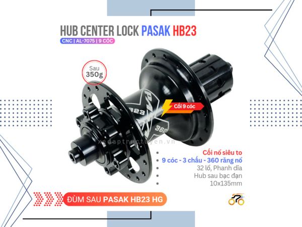 ĐÙM XE ĐẠP - HUB PASAK HB23 - MTB - CỐI HG (NỔ TO) - 9 CÓC - BẠC ĐẠN - THẮNG ĐĨA - LÍP THẢ - 32L (ĐÙM SAU)