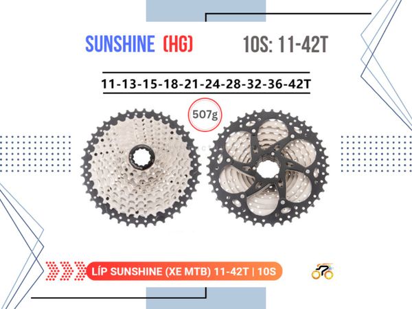 LÍP XE ĐẠP MTB - 11/42T - SUNSHINE - KIỂU THẢ (10 TỐC ĐỘ)