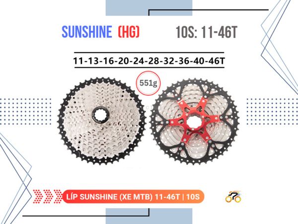 LÍP XE ĐẠP MTB - 11/46T - SUNSHINE - KIỂU THẢ (10 TỐC ĐỘ)
