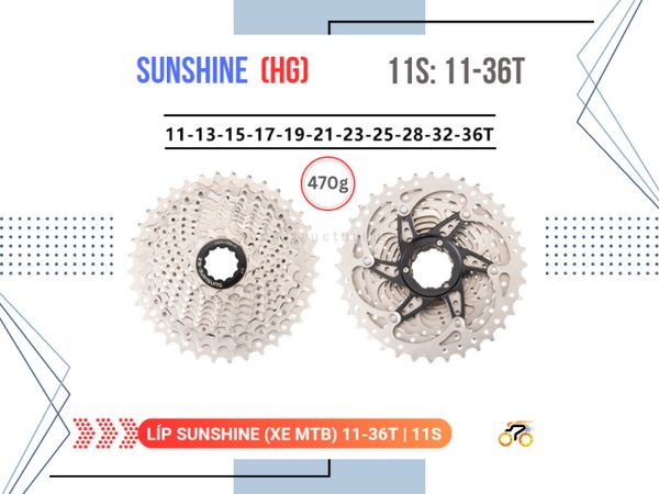 LÍP XE ĐẠP MTB - 11/36T - SUNSHINE - KIỂU THẢ (11 TỐC ĐỘ)