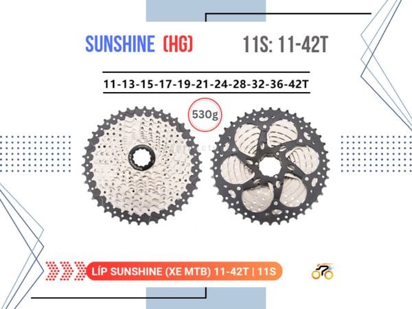 LÍP XE ĐẠP MTB - 11/42T - SUNSHINE - KIỂU THẢ (11 TỐC ĐỘ)