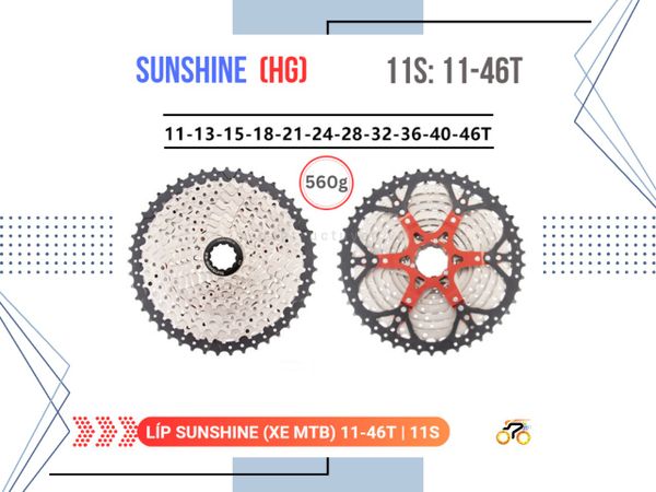 LÍP XE ĐẠP MTB - 11/46T - SUNSHINE - KIỂU THẢ (11 TỐC ĐỘ)