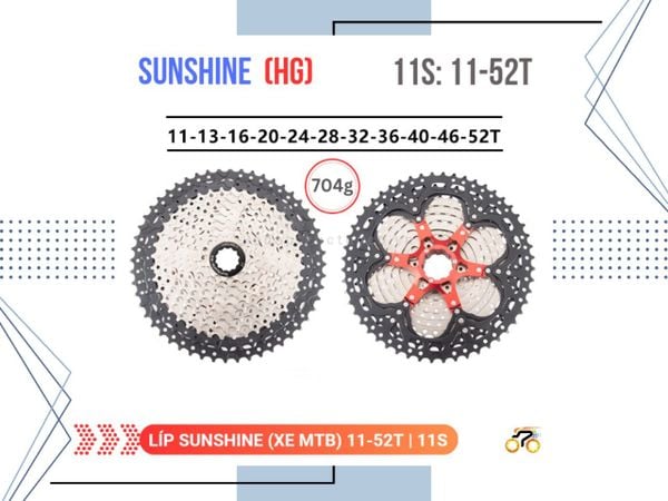 LÍP XE ĐẠP MTB - 11/52T - SUNSHINE - KIỂU THẢ (11 TỐC ĐỘ)