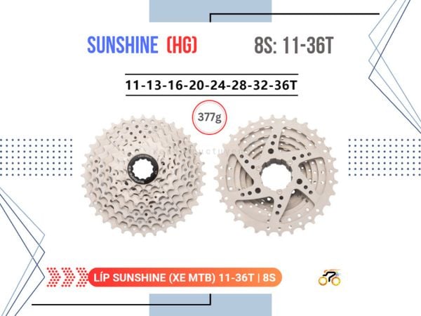 LÍP XE ĐẠP MTB - 11/36T - SUNSHINE - KIỂU THẢ (8 TỐC ĐỘ)
