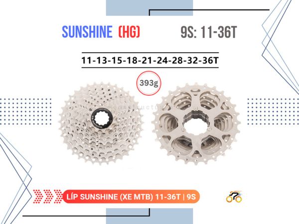 LÍP XE ĐẠP MTB - 11/36T - SUNSHINE - KIỂU THẢ (9 TỐC ĐỘ)