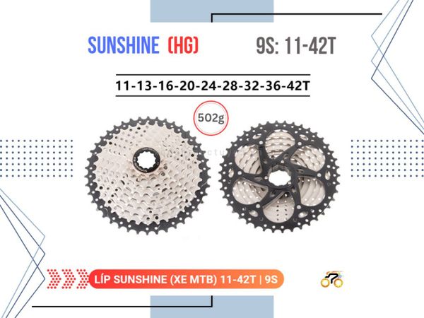 LÍP XE ĐẠP MTB - 11/42T - SUNSHINE - KIỂU THẢ (9 TỐC ĐỘ)