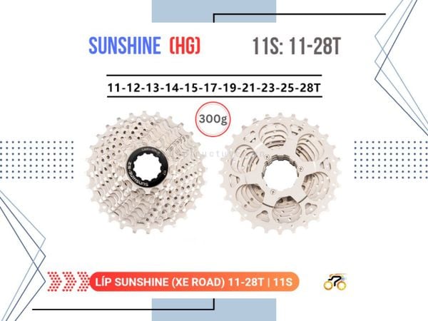 LÍP XE ĐẠP ROAD - 11/28T - SUNSHINE - KIỂU THẢ (11 TỐC ĐỘ)