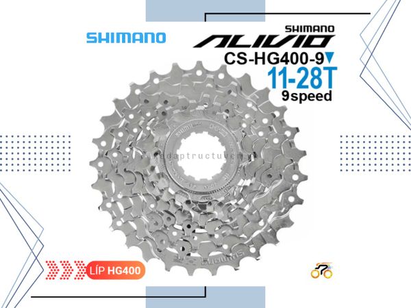 LÍP XE ĐẠP ROAD - SHIMANO ALIVIO 9S HG400-9 / 11-28T - KIỂU THẢ / MÀU BẠC (9 TỐC ĐỘ)