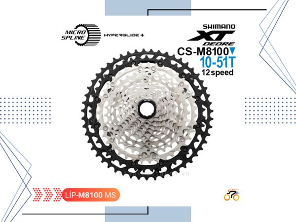 LÍP XE ĐẠP MTB - SHIMANO DEORE XT CS M8100 / 10-51T - KIỂU THẢ MS (12 TỐC ĐỘ)