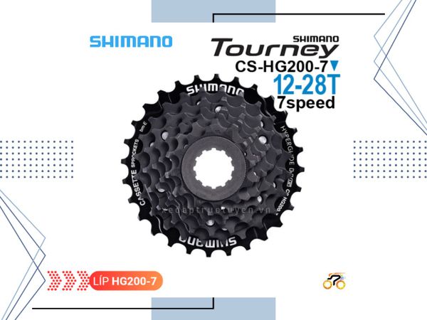 LÍP XE ĐẠP MTB - SHIMANO TOURNEY 7S HG200-7 - 12-28T - KIỂU THẢ (7 TỐC ĐỘ)