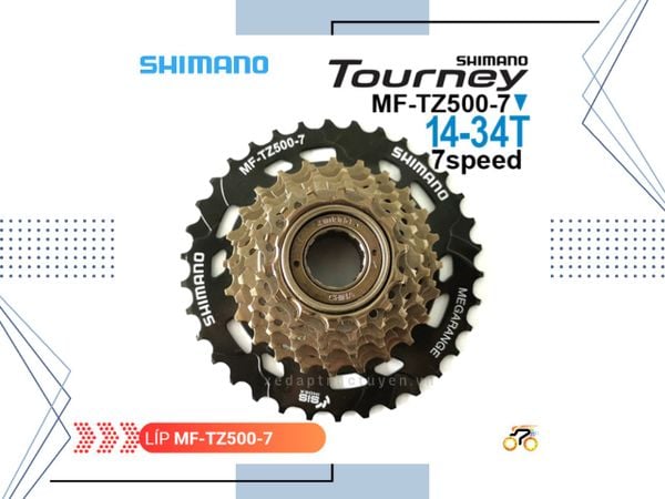 LÍP XE ĐẠP MTB - SHIMANO 7S MF TZ500 MEGA - 14-34T - KIỂU VẶN (7 TỐC ĐỘ)