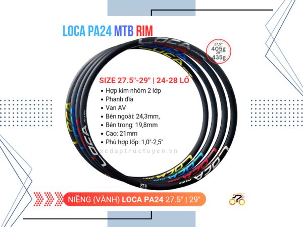 NIỀNG XE ĐẠP LOCA – 27.5” MTB - THẮNG ĐĨA - 28L